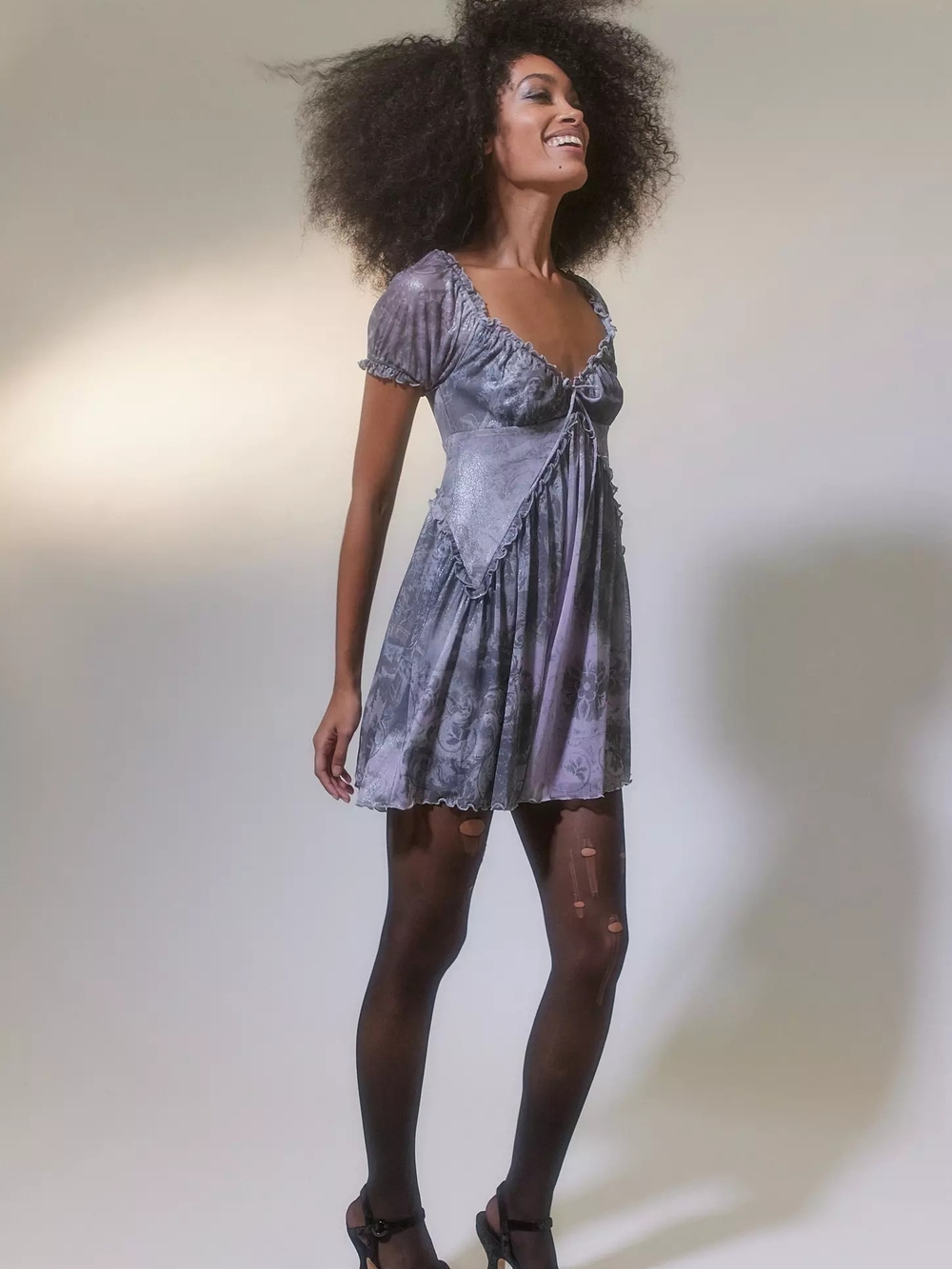 Urban Outfitters Sammy Sparkle Mini Dress Lavender Fairycore Babydoll Size Small
